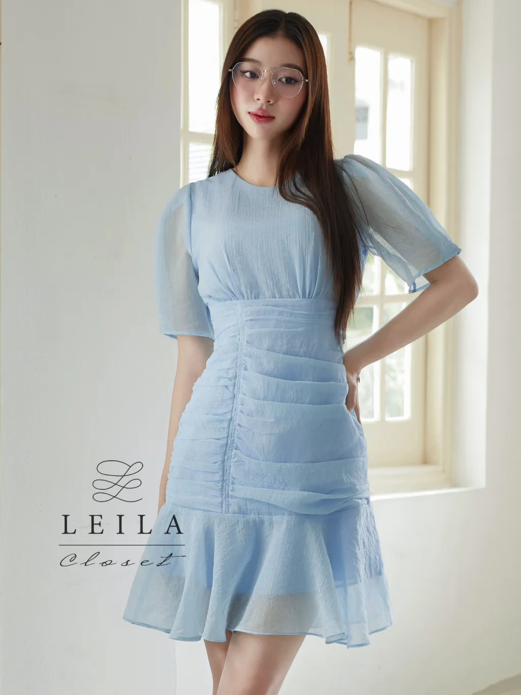 Ảnh LEILA CLOSET | Đầm thiết kế Russy xanh tơ nhúng eo đuôi cá 3