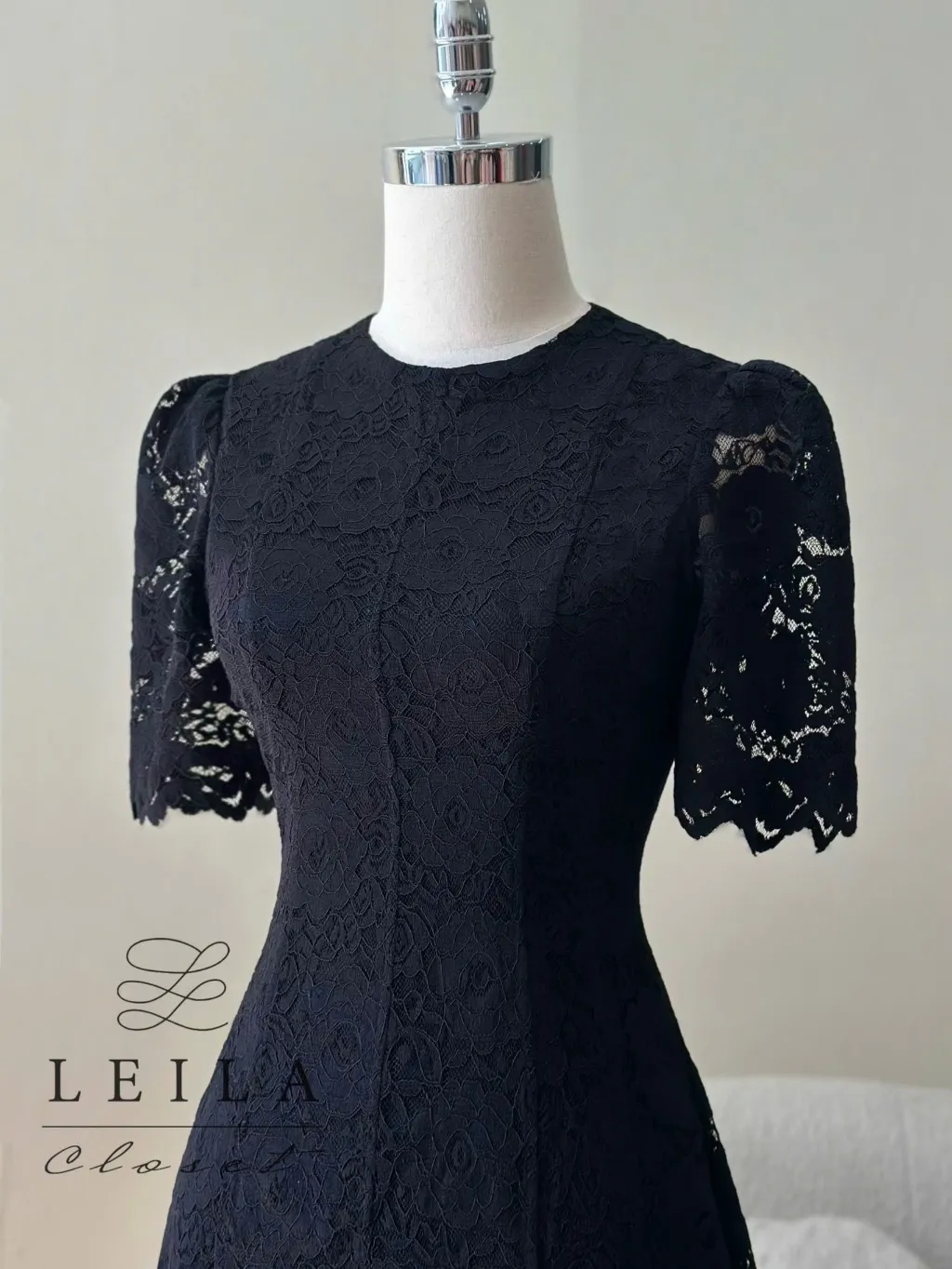 Ảnh LEILA CLOSET | Đầm thiết kế Linee Đen ren dệt hoa, chiết eo tôn dáng, tùng xoè dài thướt tha 1
