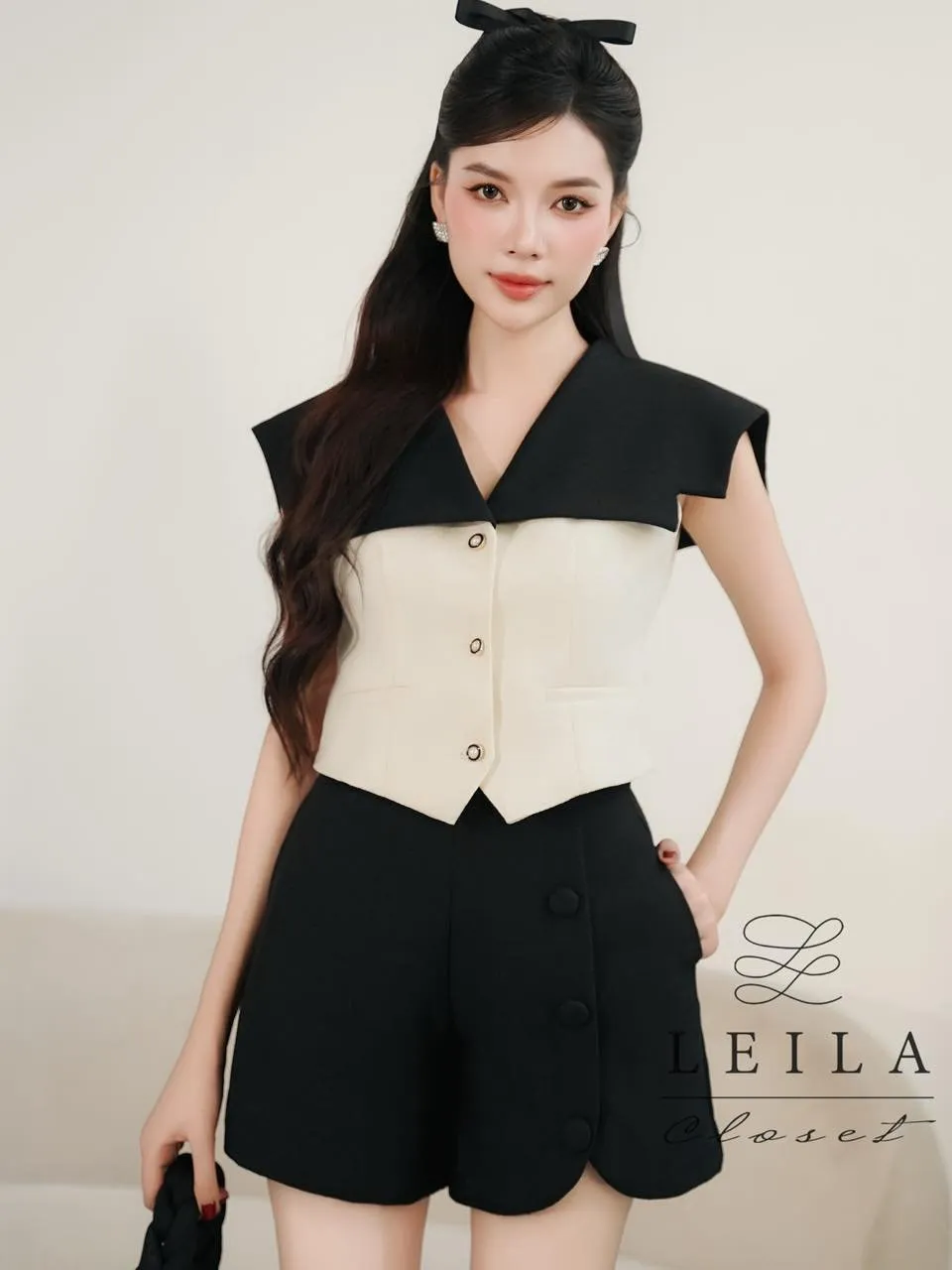 Ảnh LEILA CLOSET | Quần thiết kế Olivia chất tweed phối nút 3
