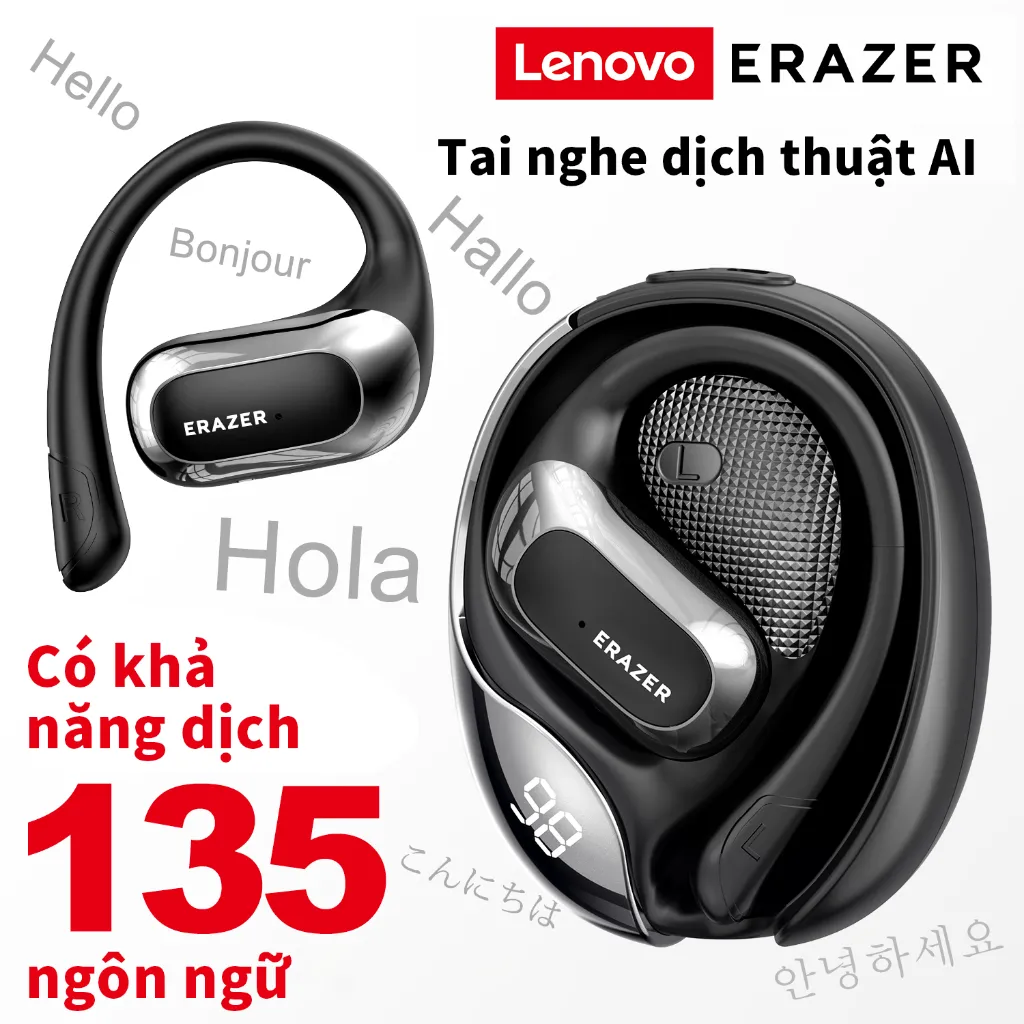 Ảnh Lenovo ERAZER X5 Al Thông Minh Thời Gian Thực Dịch Tai Nghe Không Dây Mở Tai Bluetooth 5.4 Có Màn Hình LED Tai Nghe Kinh Doanh Có Mic Chống Thấm Nước IPX5 2
