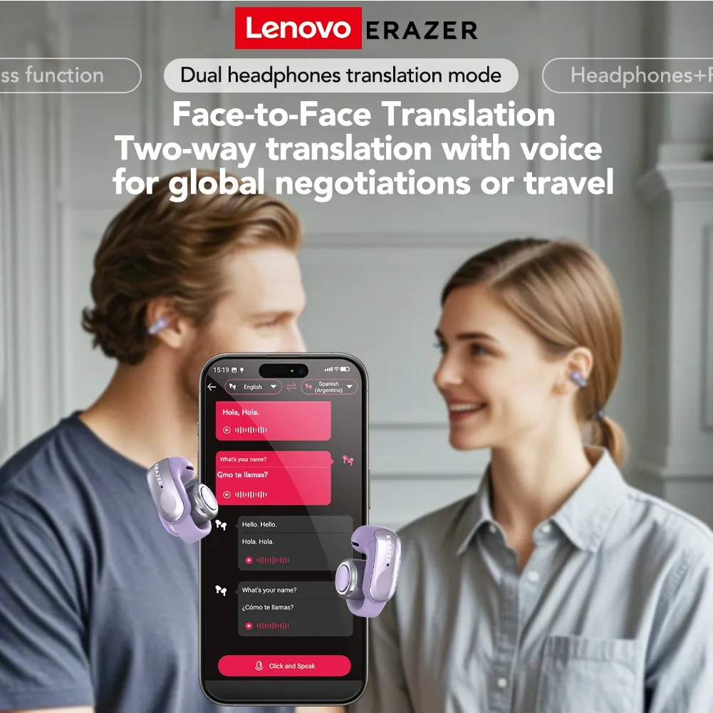 Ảnh Lenovo ERAZER XF28 AI Dịch Tai Nghe Bluetooth V6.0 Màn Hình Cảm Ứng LCD Thiết Kế Kẹp Tai Nghe Không Dây tai nghe kẹp tai 4