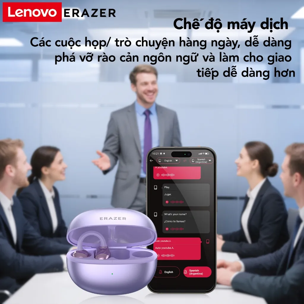 Ảnh Lenovo ERAZER XF36 AI tai nghe phiên dịch tai nghe bluetooth V6.0 Khử ồn thông minh HD Chất lượng âm thanh tai nghe không dây 2