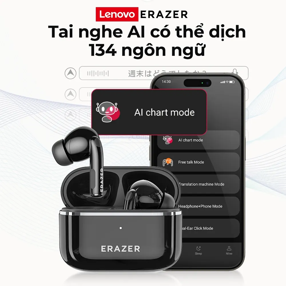 Ảnh Lenovo ERAZER XT89 PRO Tai nghe Bluetooth AI Dịch thuật hai chiều trong 134 ngôn ngữ tai nghe không dây Trả lời thông minh AI Tai nghe chế độ chơi game thấp trễ 4