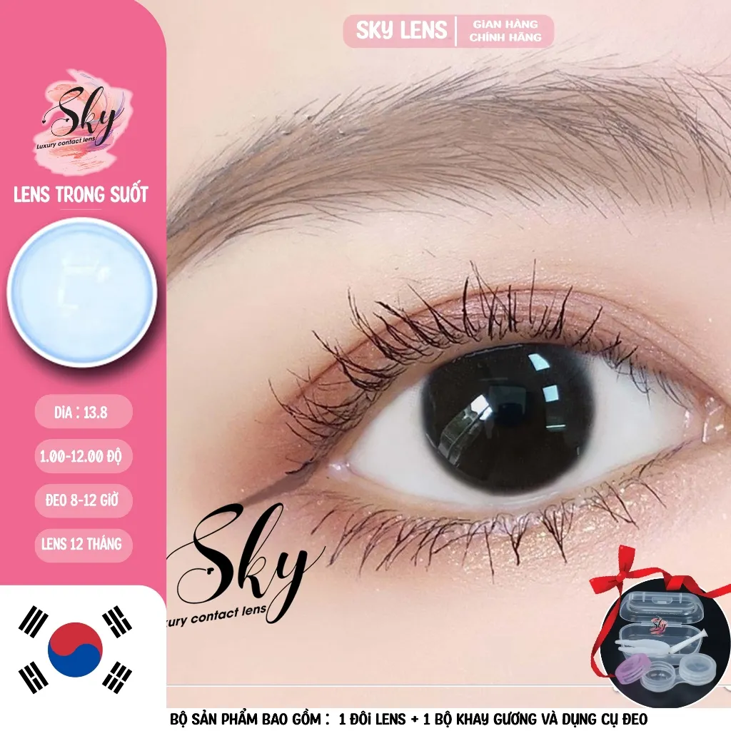 Ảnh Lens Hàn trong suốt ( Clear lens) - Kính Áp Tròng Cận Không Màu Sky Contact Lens -Có cận lệch 3