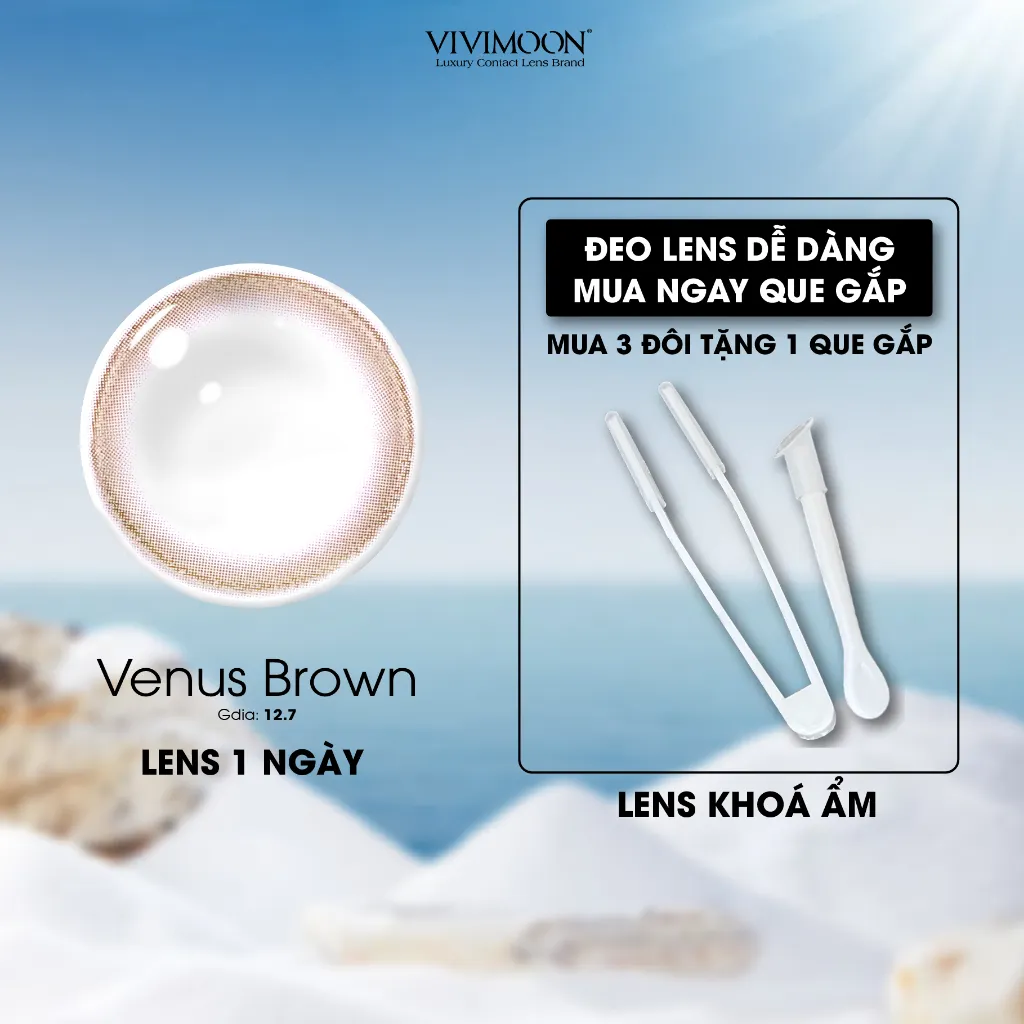 Ảnh Lens khóa ẩm cận 1 ngày Venus Brown VIVIMOON màu nâu tự nhiên (Giá 01 chiếc) 1