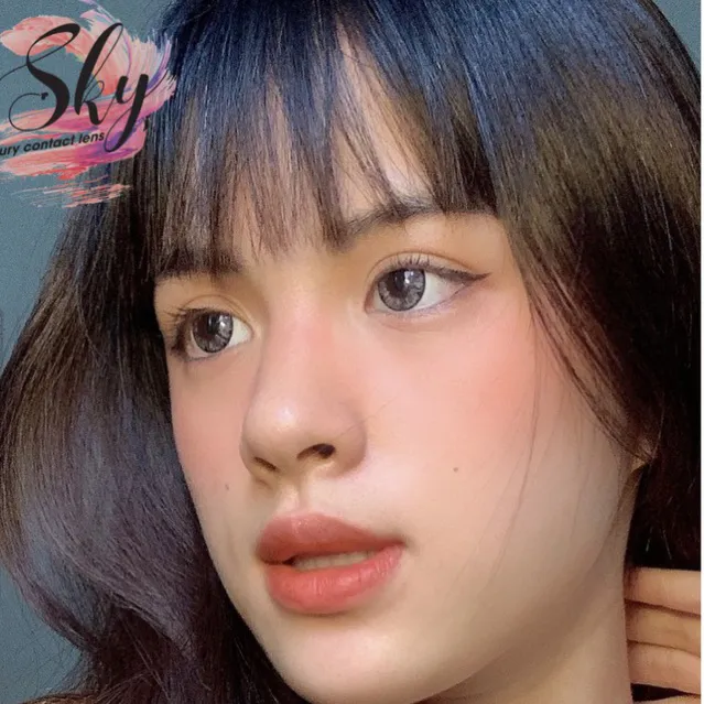 Ảnh Lens mắt mèo- Lens xám vân đá -Kính áp tròng Sky Lens -Shimmer Gray 0-6 Độ-Made in Korea Chính Hãng Dia14.50 3