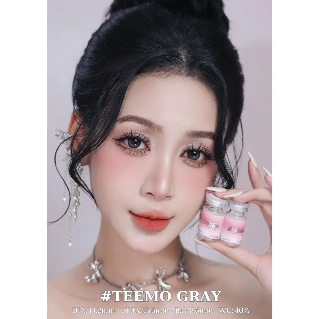 Ảnh Lens mắt Teemo Gray màu xám có viền tự nhiên - size to, thương hiệu Babiee Hàn Quốc, hsd 12 tháng 2