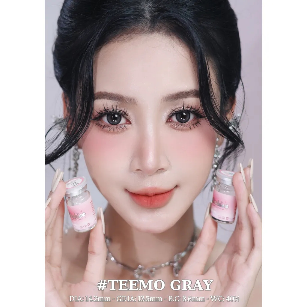 Ảnh Lens mắt Teemo Gray màu xám có viền tự nhiên - size to, thương hiệu Babiee Hàn Quốc, hsd 12 tháng 3