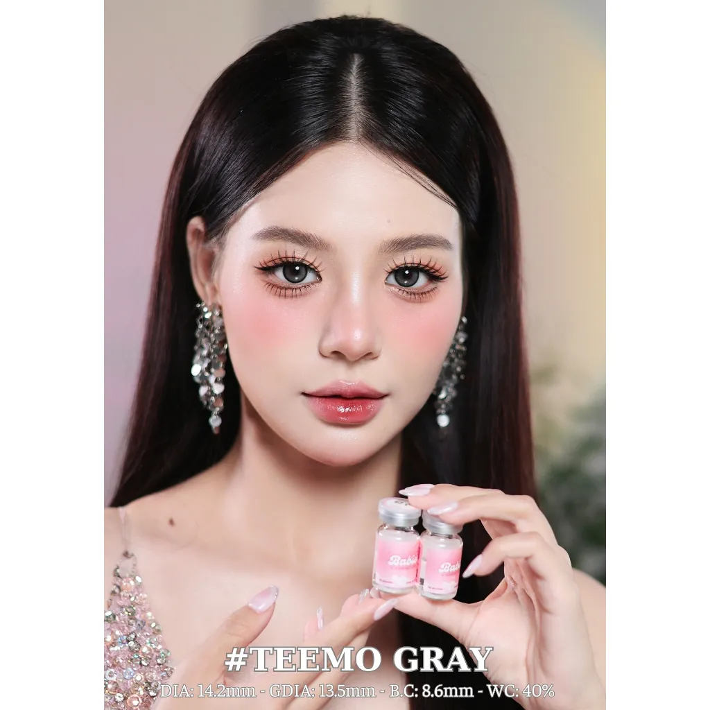 Ảnh Lens mắt Teemo Gray màu xám có viền tự nhiên - size to, thương hiệu Babiee Hàn Quốc, hsd 12 tháng 4