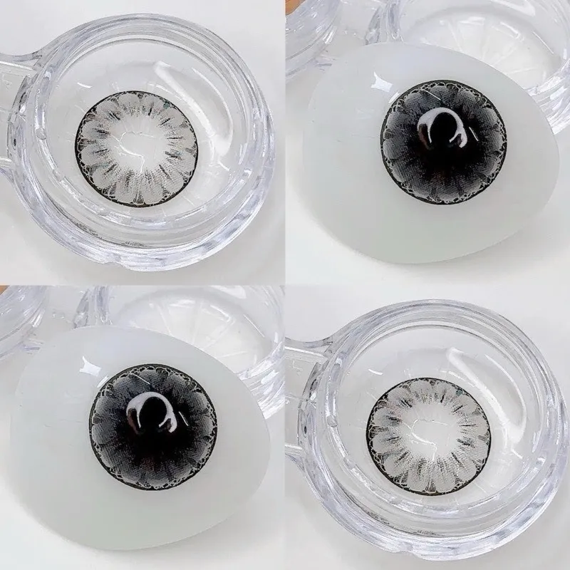 Ảnh Lens vân  hoa -Kính áp tròng Sky Contact Lens Korea- Flower Gray Dia 14.00 Bc 8.6 3