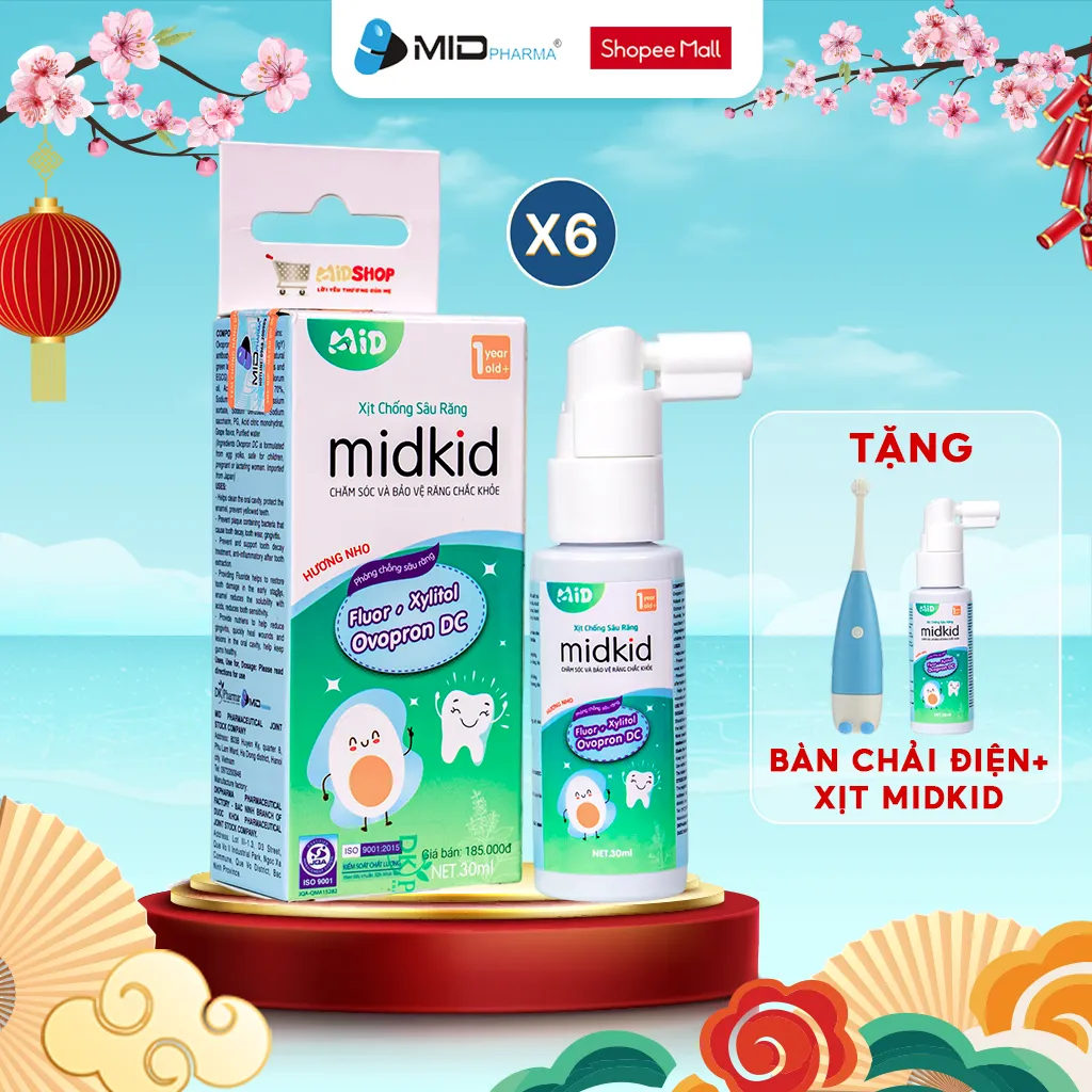 Ảnh Liệu trình tái tạo - Combo 6 hộp Xịt chống sâu răng Midkid vị nho 30ml cho bé từ 1 tuổi 1