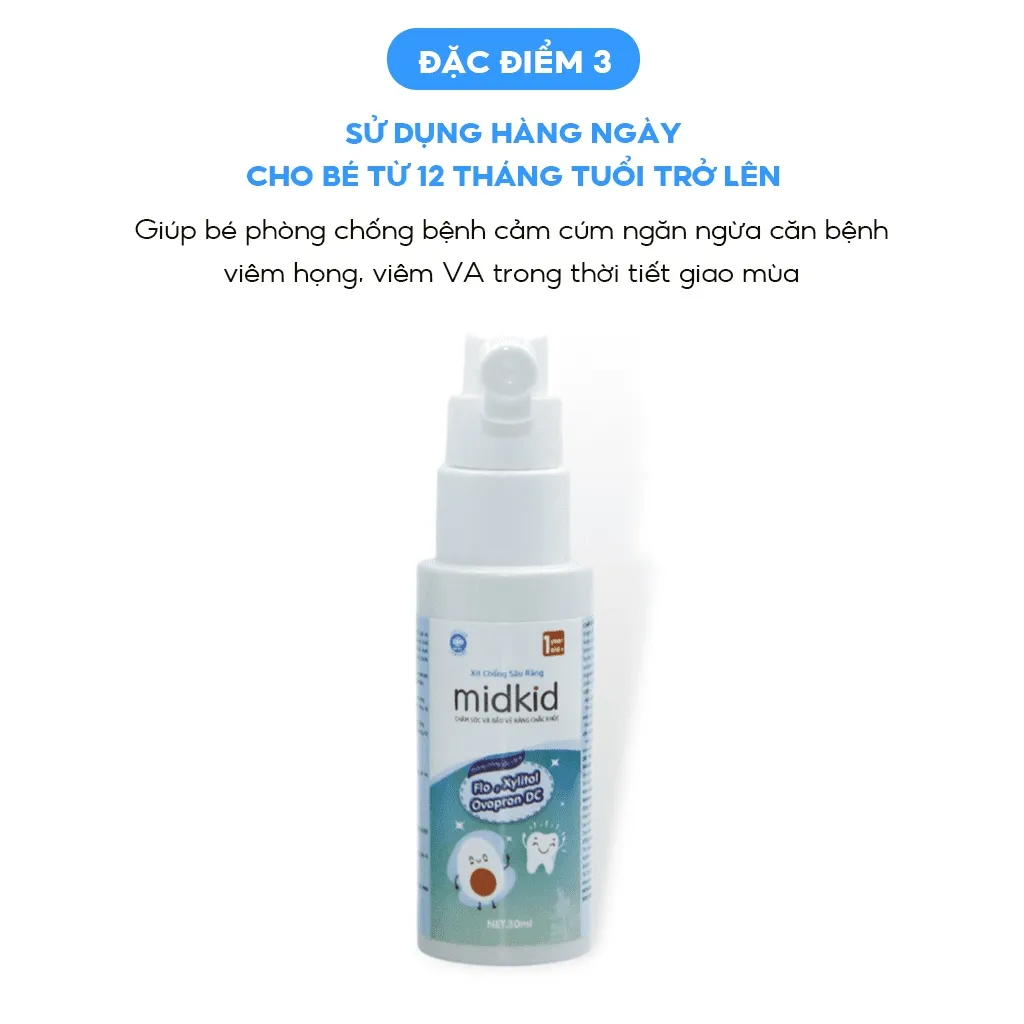 Ảnh Liệu trình tái tạo - Combo 6 hộp Xịt chống sâu răng Midkid vị nho 30ml cho bé từ 1 tuổi 4