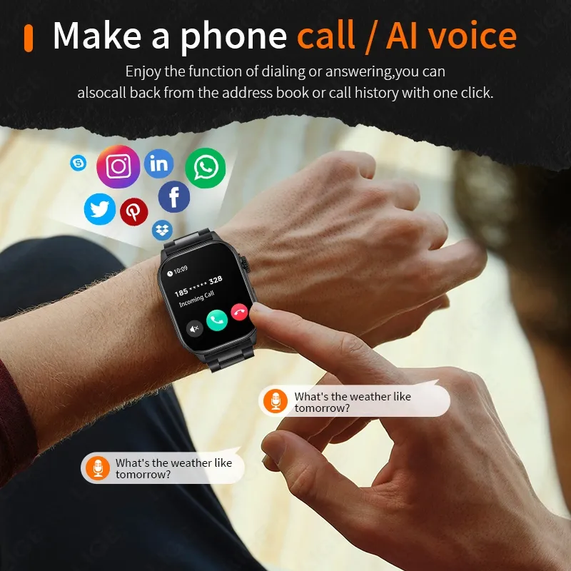 Ảnh Lige KM02 Đồng hồ thông minh Nam Bluetooth Gọi Giấy dán tường tùy chỉnh Theo dõi sức khỏe Đồng hồ thông minh chống nước cho Android và iOS 2