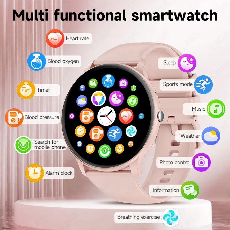 Ảnh Lige Đồng hồ thông minh chính hãng dành cho nữ Cuộc gọi Bluetooth 1.39inch IP68 Giấy dán tường tùy chỉnh nhịp tim chống nước 3