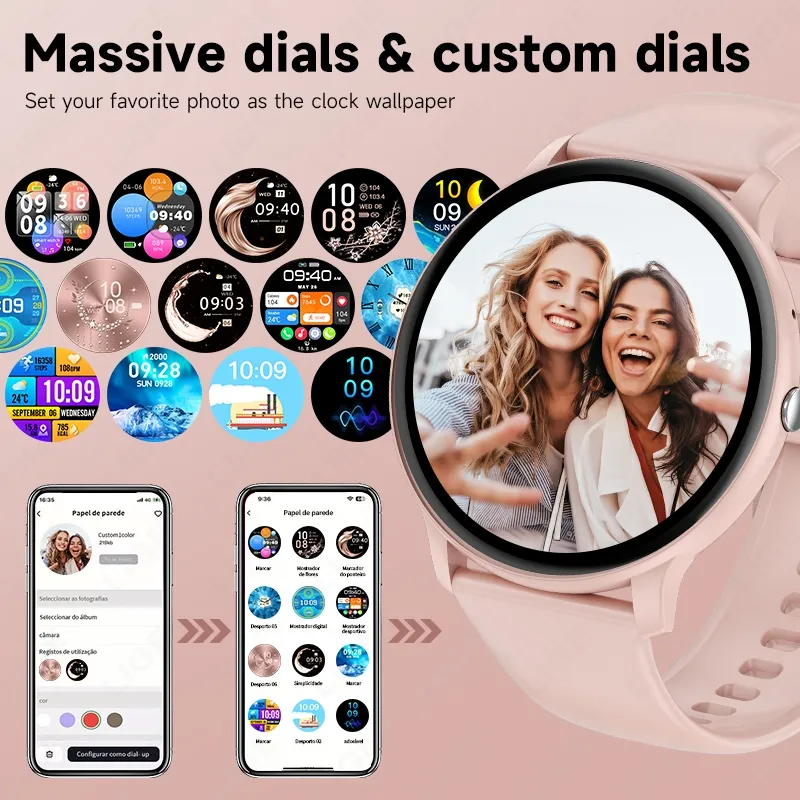 Ảnh Lige Đồng hồ thông minh chính hãng dành cho nữ Cuộc gọi Bluetooth 1.39inch IP68 Giấy dán tường tùy chỉnh nhịp tim chống nước 4
