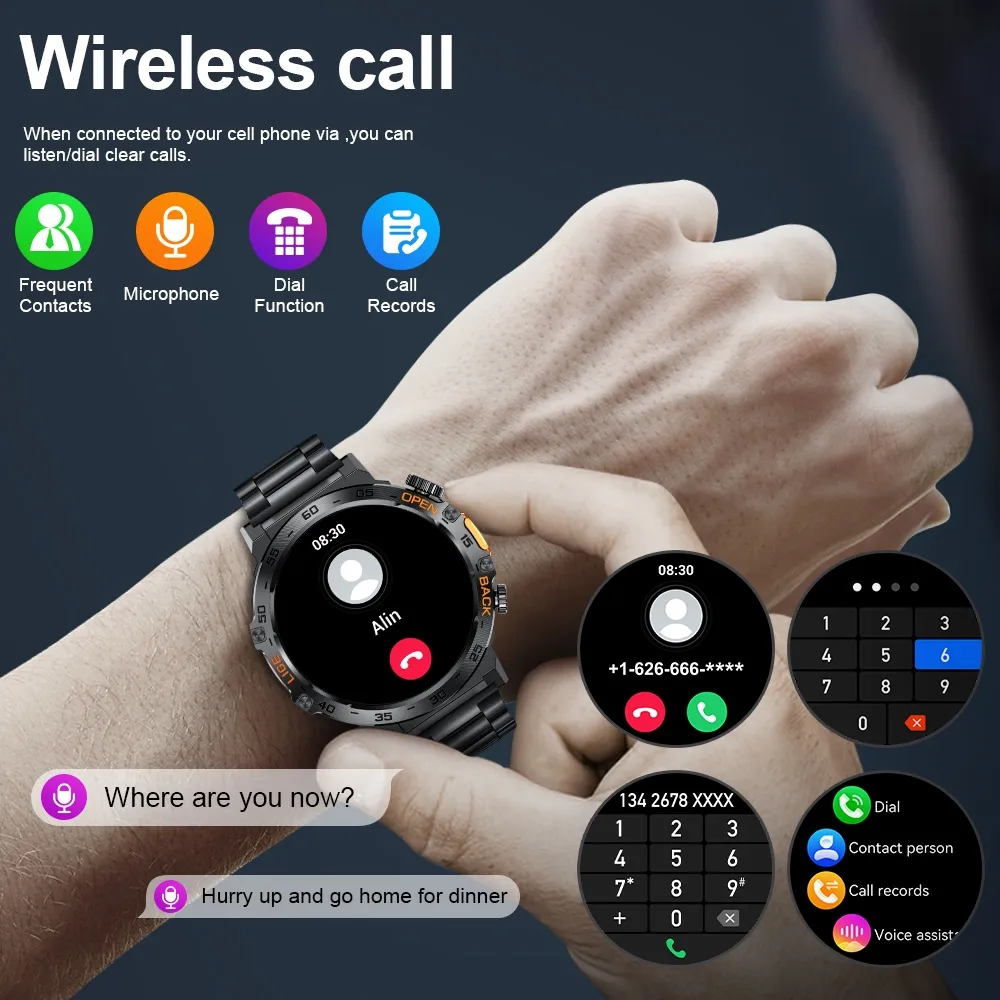 Ảnh Lige Đồng hồ thông minh Cuộc gọi Bluetooth Chống nước 1,53 inch Màn hình cảm ứng toàn diện100 + Chế độ thể thao Theo dõi nhịp tim Mặt số giấy dán tường Máy tính 2
