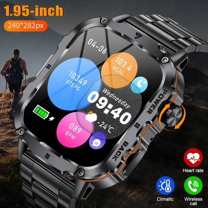 Ảnh Lige Đồng Hồ Thông Minh Dành Cho Nam Nữ Chống Thấm Nước Thể Thao 1.95inch Màn Hình Cảm Ứng Toàn Bộ 290mAh Nhịp Tim Oxy Trong Máu Giấy Dán Tường Tùy Chỉnh 1