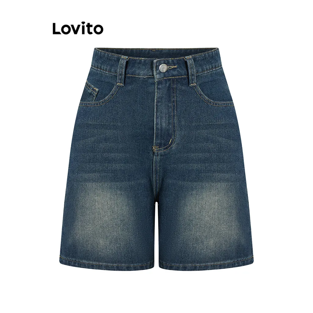 Ảnh Live Hosts' pick - Quần Short Jean Cạp Cao Denim Có Túi Màu Trơn LNA19020 4