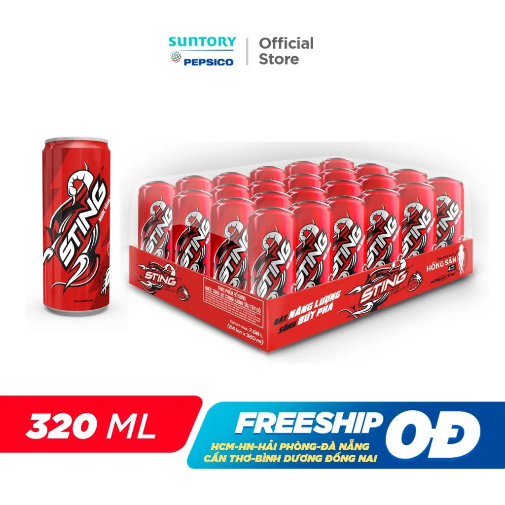Ảnh [Live] ùng Nước Tăng Lực Sting Dâu (320ml/lon) 1