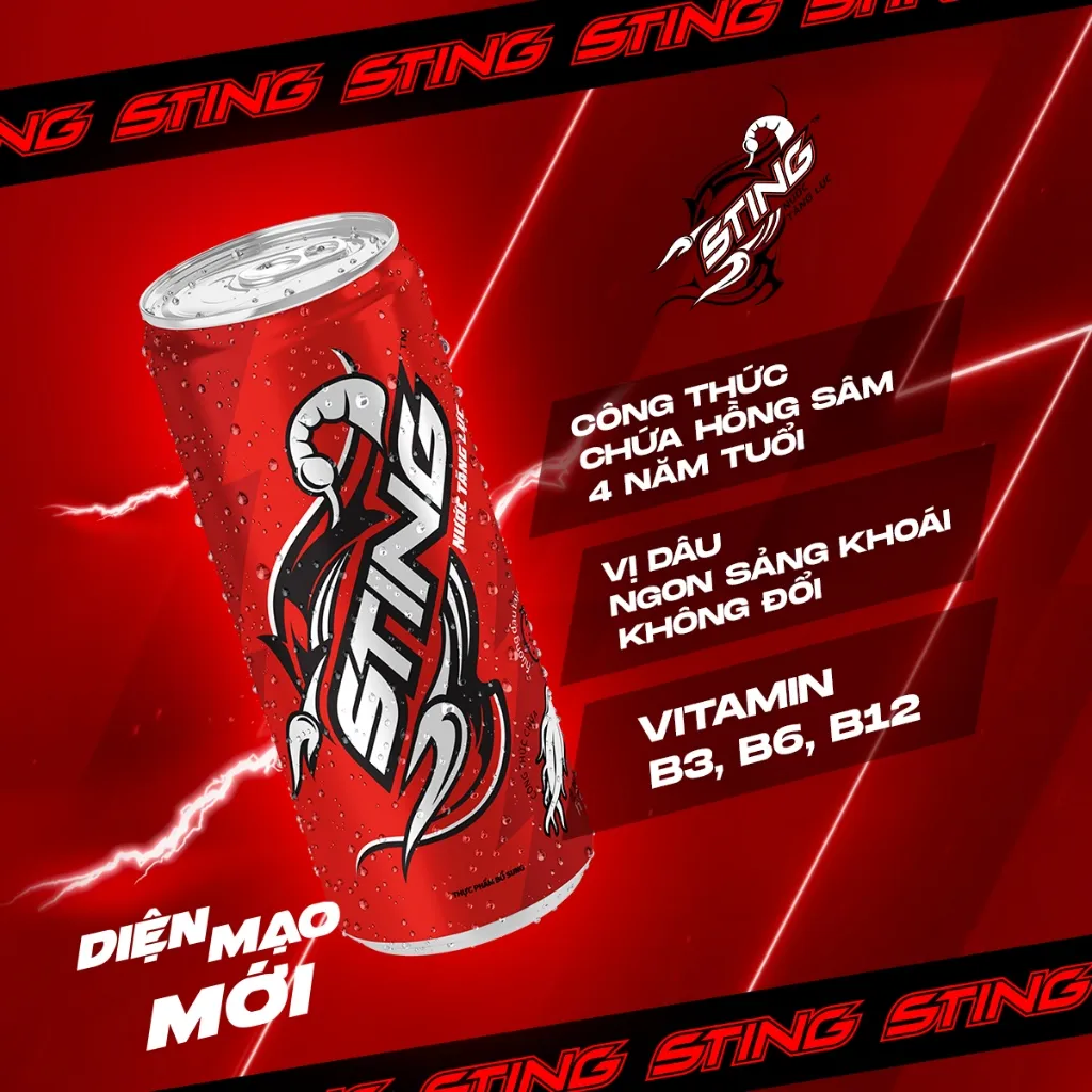 Ảnh [Live] ùng Nước Tăng Lực Sting Dâu (320ml/lon) 4