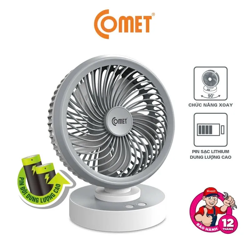 Ảnh Livestream - CRF1506 Quạt Sạc Tích Điện Để Bàn Đa Năng COMET  7W, 4 Cấp Độ Gió, Xoay 90 Độ, Để Bàn Văn Phòng 2
