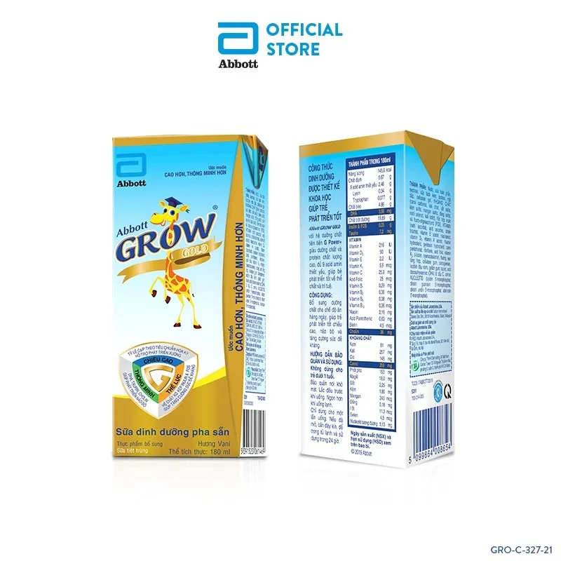 Ảnh [LIVE]Thùng 48 hộp Sữa nước Abbott Grow Gold 180ml/ hộp 1