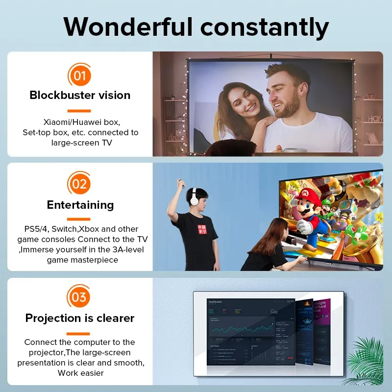 Ảnh llano Dây cáp truyền dữ liệu hdmi 2.0 4k/60hz hd 3d hdmi1080p tốc độ cao cho ps5/switch tvbox laptop 3