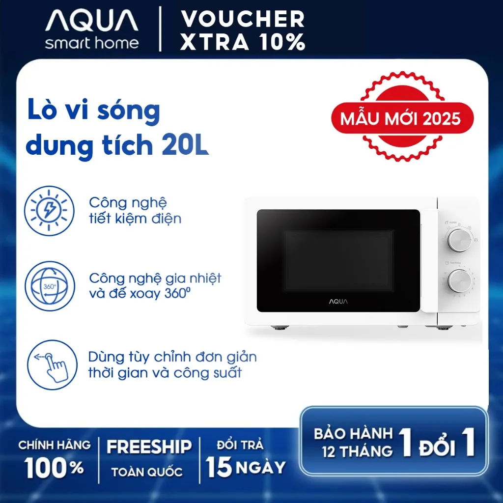 Đánh giá Lò vi sóng AQUA MWM2001R 20L: Tiết kiệm điện, Dễ vệ sinh - Mua ở đâu?