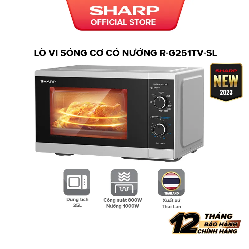 Ảnh Lò Vi Sóng Cơ Có Nướng Sharp R-G251TV-SL/BK 25L [5 Mức Công Suất] - Bảo Hành 12T 1