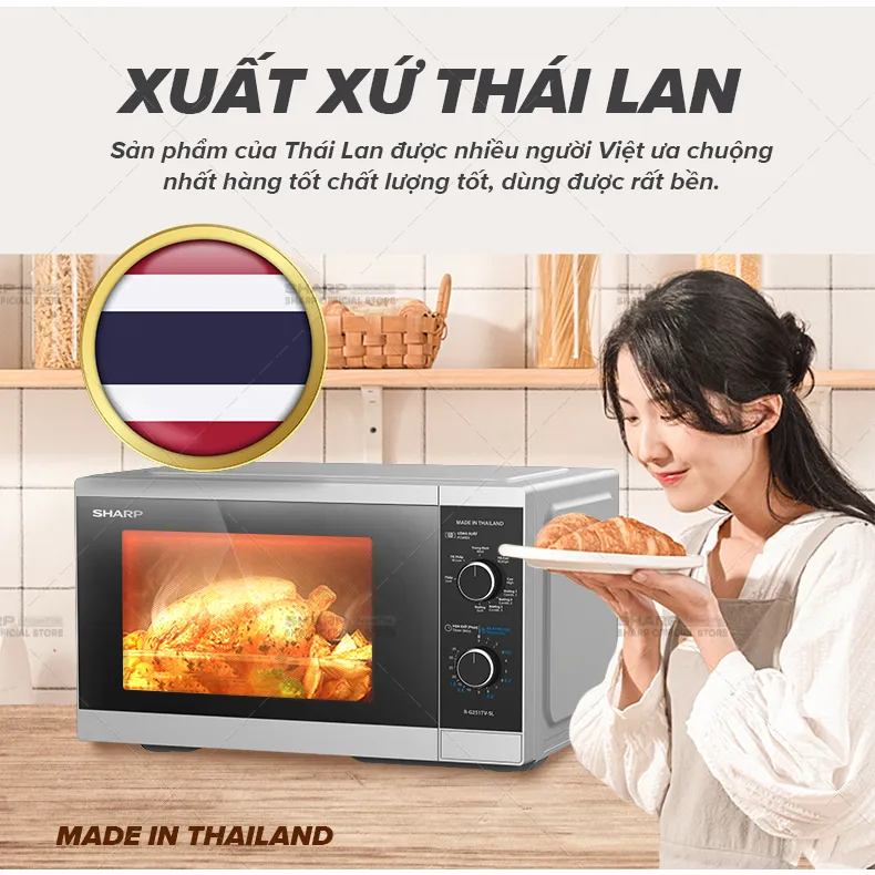 Ảnh Lò Vi Sóng Cơ Có Nướng Sharp R-G251TV-SL/BK 25L [5 Mức Công Suất] - Bảo Hành 12T 4