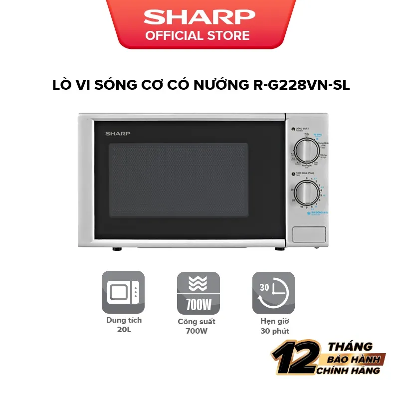 Ảnh Lò vi sóng có nướng Sharp R-G228VN-SL - 20L - Hàng Chính Hãng bảo hành 12 tháng 1