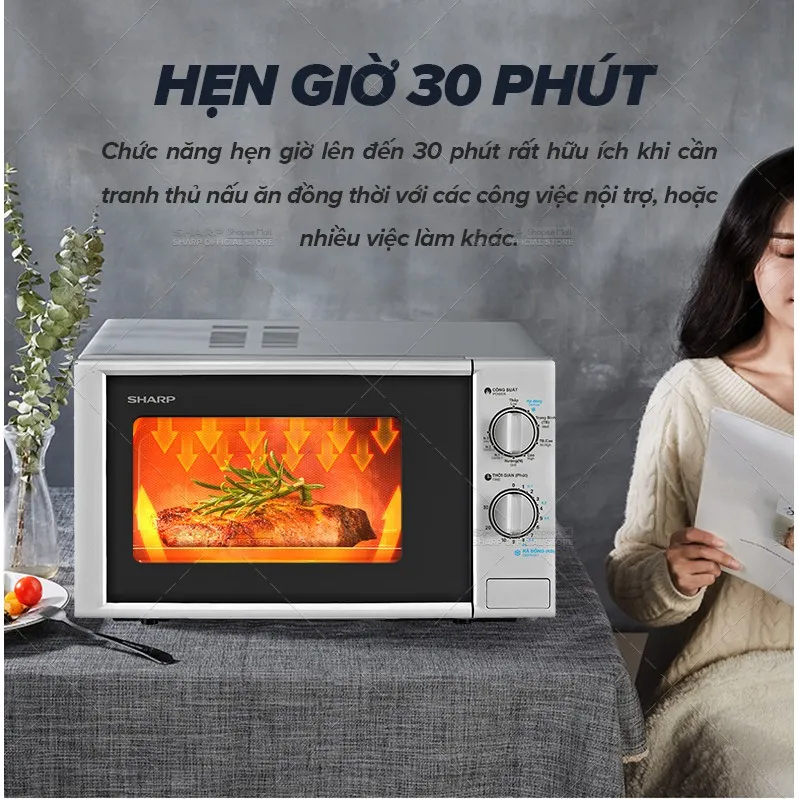 Ảnh Lò vi sóng có nướng Sharp R-G228VN-SL - 20L - Hàng Chính Hãng bảo hành 12 tháng 4