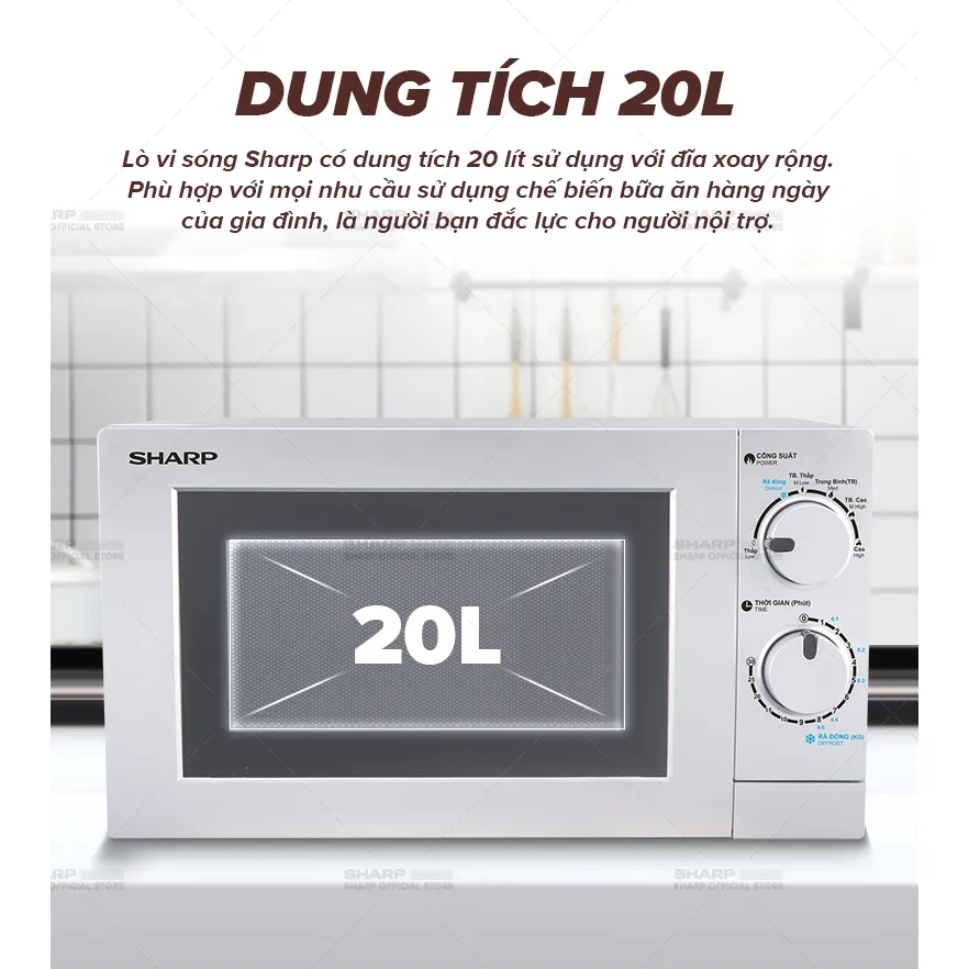 Ảnh Lò Vi Sóng Cơ R-207VN-SL/R-209VN-SK  [700W, 6 Mức Công Suất, Hẹn giờ 30p] - Hàng Chính Hãng Bảo Hành 12 tháng 4