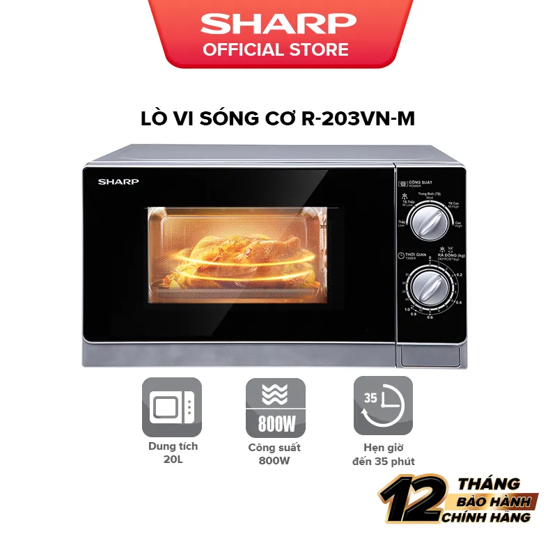 Ảnh Lò Vi Sóng Cơ Sharp R-202VN-S/R-203VN-M/R-205VN-S [800W + 5 mức công suất + Hẹn giờ 35p - Bảo hành chính hãng 12 tháng 2