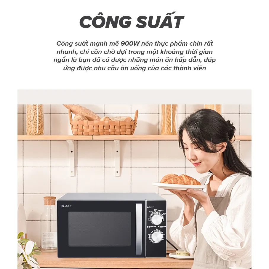 Ảnh Lò Vi Sóng Cơ Sharp R-31A2VN-S 23L, [ Công Suất 900W, 6 Mức Công Suất,Hẹn Giờ 30'] 1
