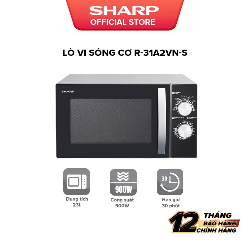 Ảnh Lò Vi Sóng Cơ Sharp R-31A2VN-S 23L, [ Công Suất 900W, 6 Mức Công Suất,Hẹn Giờ 30'] 2