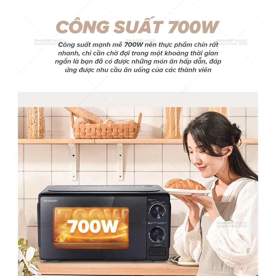 Ảnh Lò vi sóng dòng Cơ Sharp R-2039E-BK - Dung tích 20L, công suất 700W 2