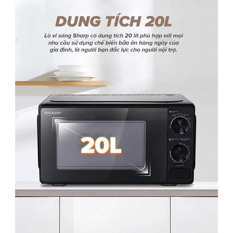 Ảnh Lò vi sóng dòng Cơ Sharp R-2039E-BK - Dung tích 20L, công suất 700W 4