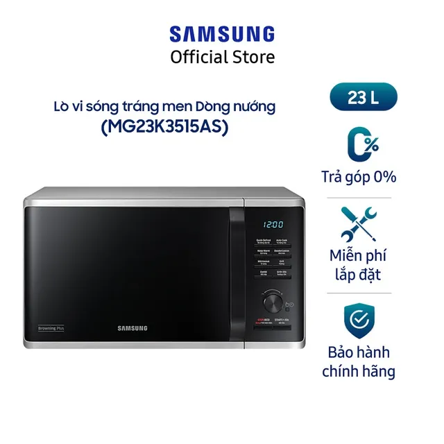 Ảnh Lò vi sóng tráng men Dòng nướng Samsung 23 Lít (MG23K3515AS) 3