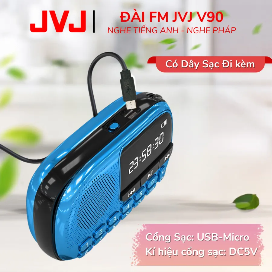 Ảnh Loa Đài JVJ V90 Đài FM, Hỗ Trợ Thẻ Nhớ, Bluetooth, USB, Học Tiếng Anh, Nghe Pháp - Bảo Hành 12 Tháng 4