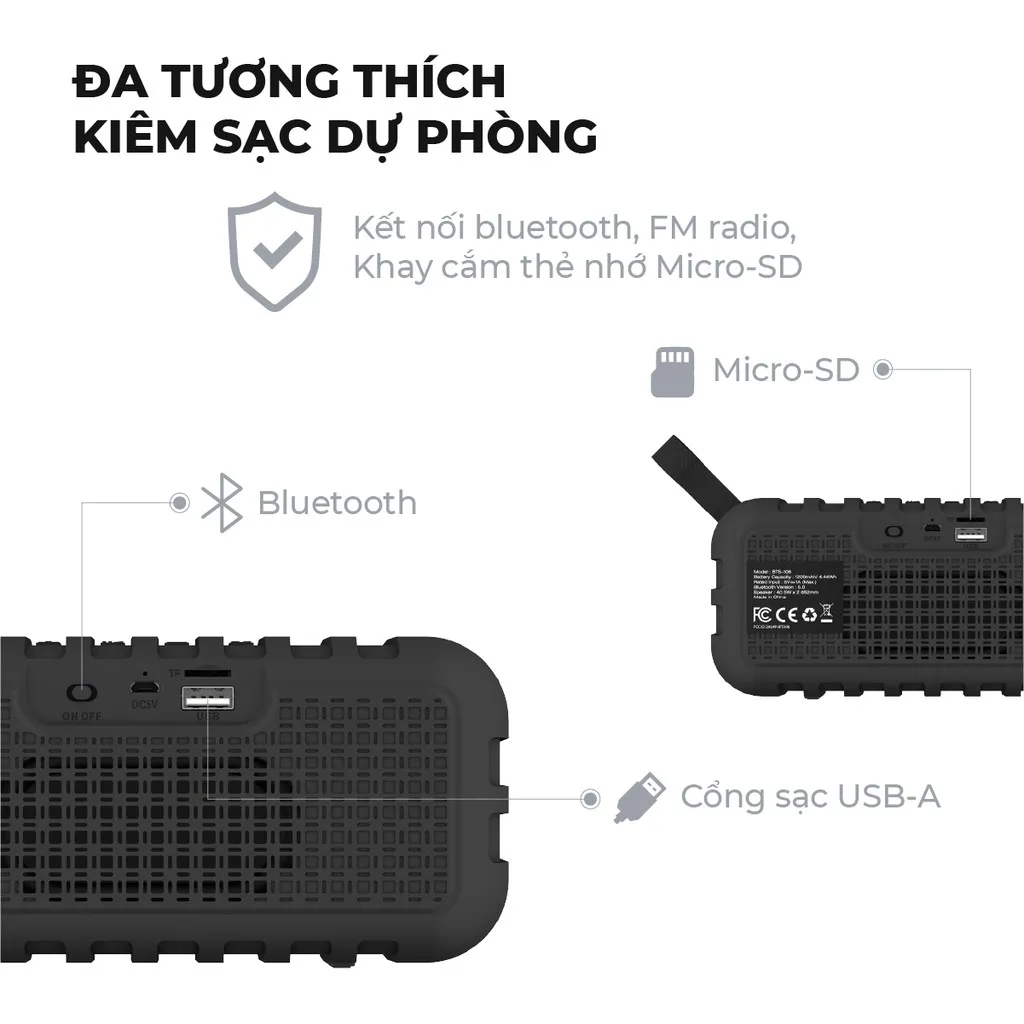 Ảnh Loa Bluetooth 5.0 Kiêm Sạc Dự Phòng Energizer BTS106 - Hàng Chính Hãng, Bảo Hành 2 Năm 1 Đổi 1 4