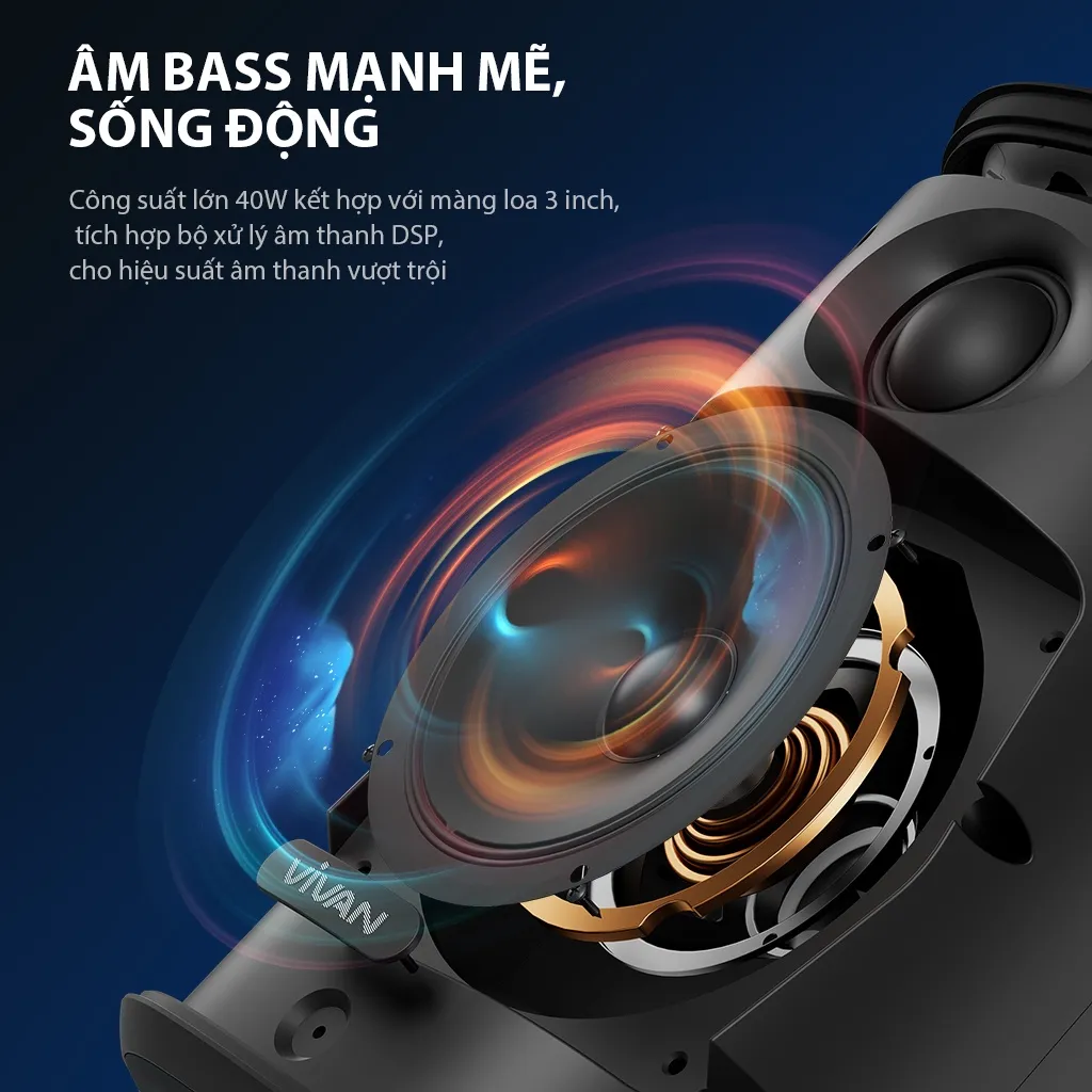 Ảnh Loa Bluetooth 5.3 âm pass mạnh mẽ VIVAN VS50 Hi-Fi Công Suất 40W - Chống Nước IPX7 - Hàng Chính Hãng 2