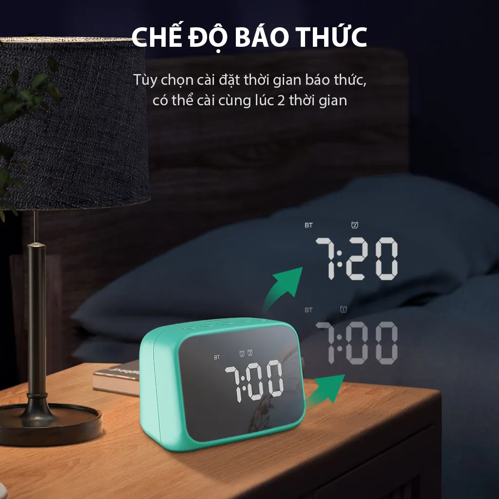 Ảnh Loa Bluetooth 5.3 ROBOT RB170 Xanh/ Đen, Công Suất 5W Màn Hình LED Kiêm Đồng Hồ Báo Thức - Hàng Chính Hãng 2