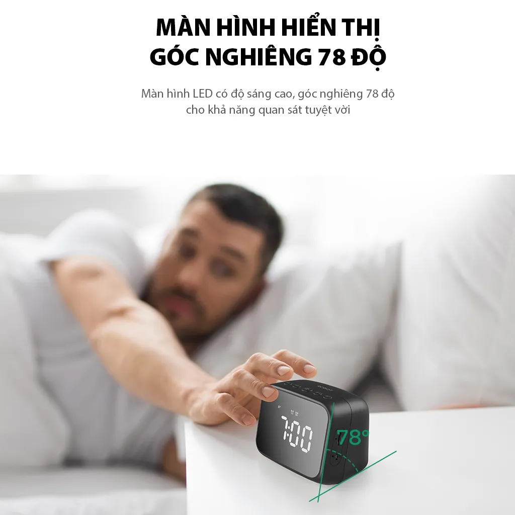 Ảnh Loa Bluetooth 5.3 ROBOT RB170 Xanh/ Đen, Công Suất 5W Màn Hình LED Kiêm Đồng Hồ Báo Thức - Hàng Chính Hãng 3