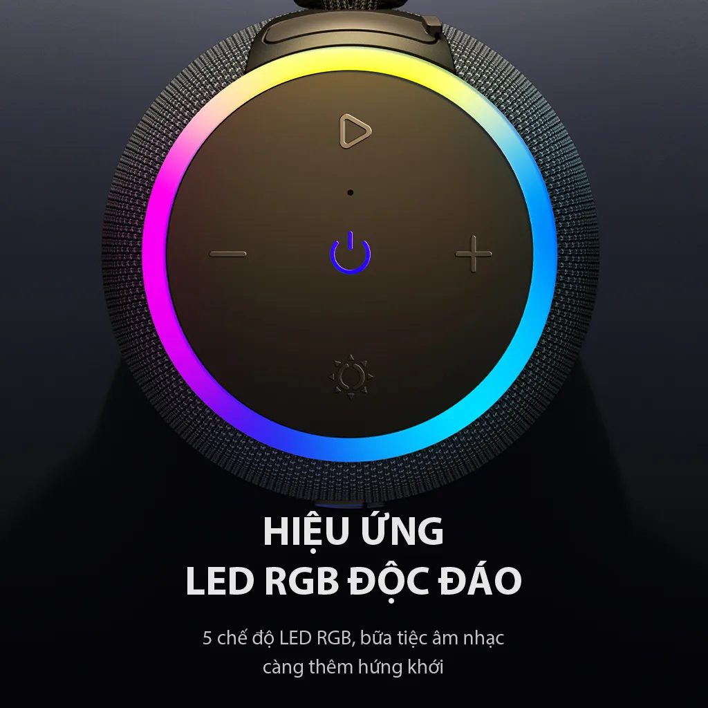 Ảnh Loa Bluetooth 5.3 VIVAN VS15 Đen Công Suất 10W Chống Nước IPX7, Led RGB, Playtime Lên Đến 10H - Chính Hãng 4