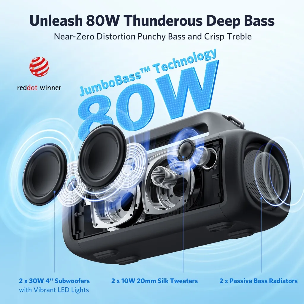 Ảnh Loa bluetooth di động Earfun Uboom X công suất 80W thời gian nghe 30h tinh chỉnh EQ bởi Oluv 4