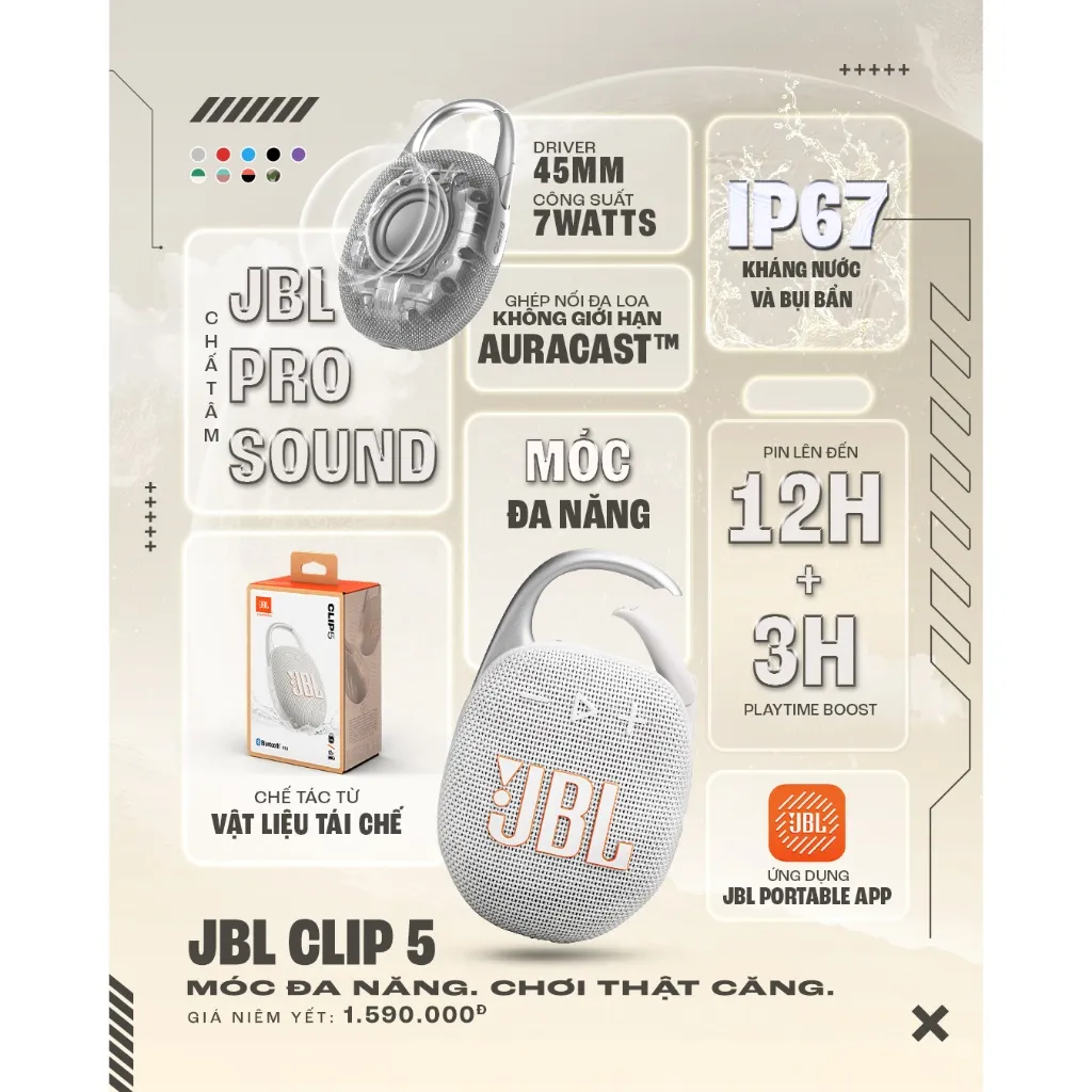 Ảnh Loa Bluetooth di động kháng nước JBL Clip 5 - Hàng Chính Hãng 2
