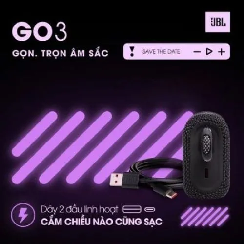 Ảnh Loa Bluetooth JBL GO 3 Công Suất 4.2W Nghe Nhạc Tới 5h Chống Nước IP67 Kết Nối Bluetooth 5.1 3
