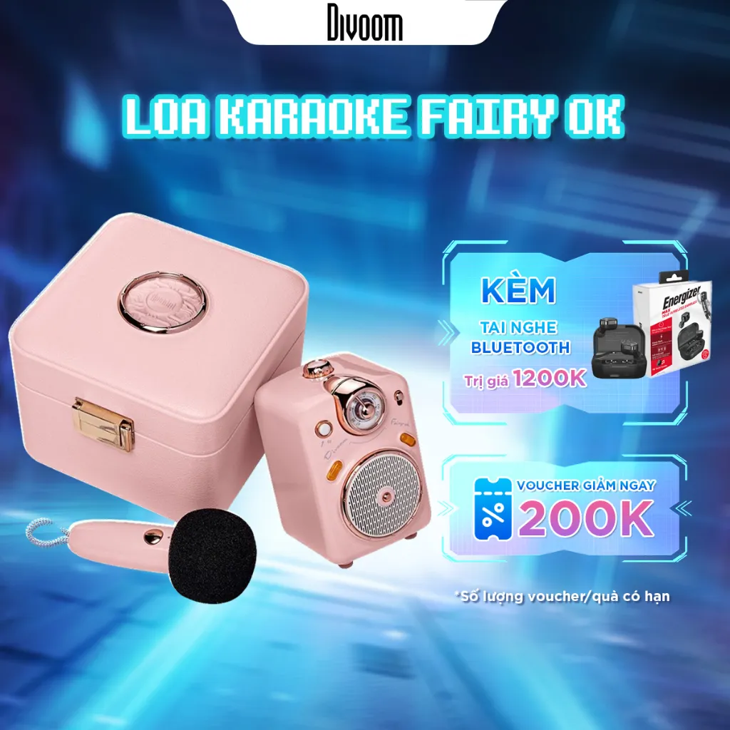 Ảnh Loa Bluetooth Karaoke Divoom Fairy-Ok công suất 10W kèm mic không dây, chất âm chân thực và sống động - BH 12 tháng 1