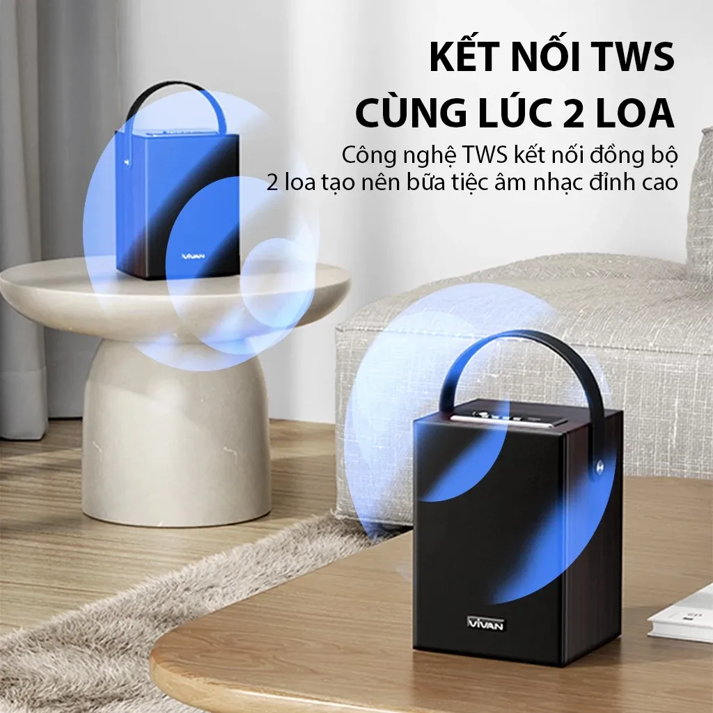 Ảnh Loa Bluetooth Karaoke phong cách cổ điển Đen VIVAN VS35 công suất 5W 3